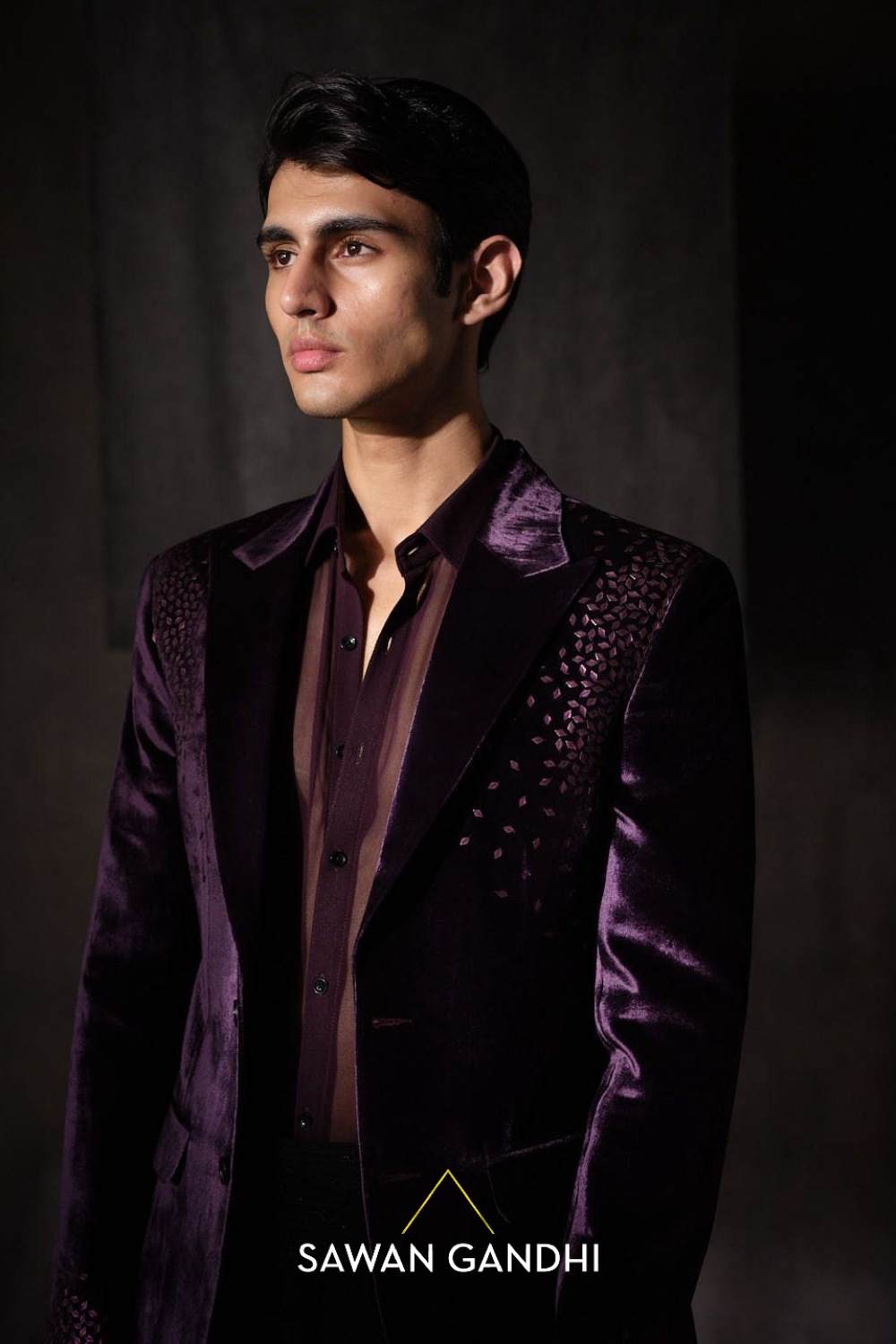 Wine Rhombus Work Jacket