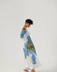 Blue Poppies Pintucks Dress