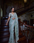 Ivory Sage Zardosi Saree
