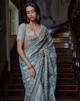 Ivory Sage Zardosi Saree