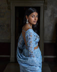Powder Blue Thread Work Saree
