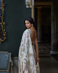 Beige Mirror Work Saree