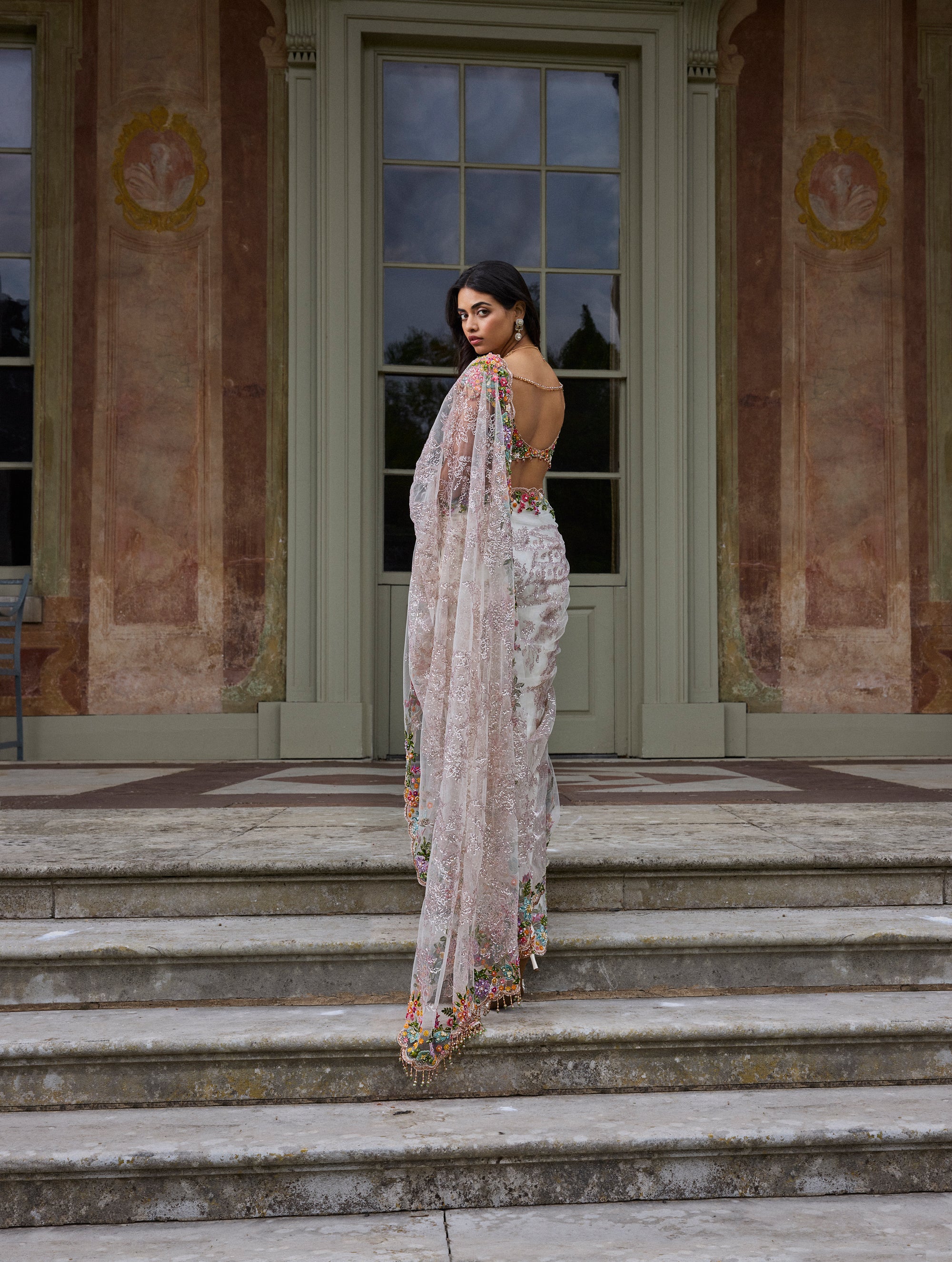 Nude Multi- Coloured Saree