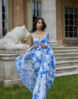 Ivory & Blue Sequin Saree