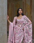 Dusty Pink Thread Work Saree