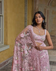 Dusty Pink Thread Work Saree