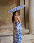 Ivory & Blue Sequin Saree