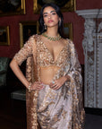 Gun Metal Sequin Saree