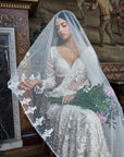 Ivory Pearl Sequin Saree