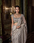 Champagne Emerald Crystal Saree