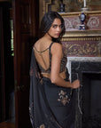 Black Crystal Georgette Saree
