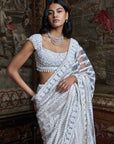 Slate Ivory Stripe Saree