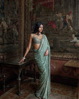 Moss Green Sequin Saree