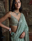 Moss Green Sequin Saree