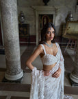 Ivory Three-Dimensional Saree