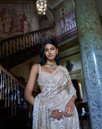Nude Thread Work Saree