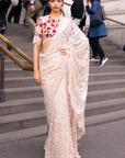 Beige Multi-Coloured Thread Work Saree