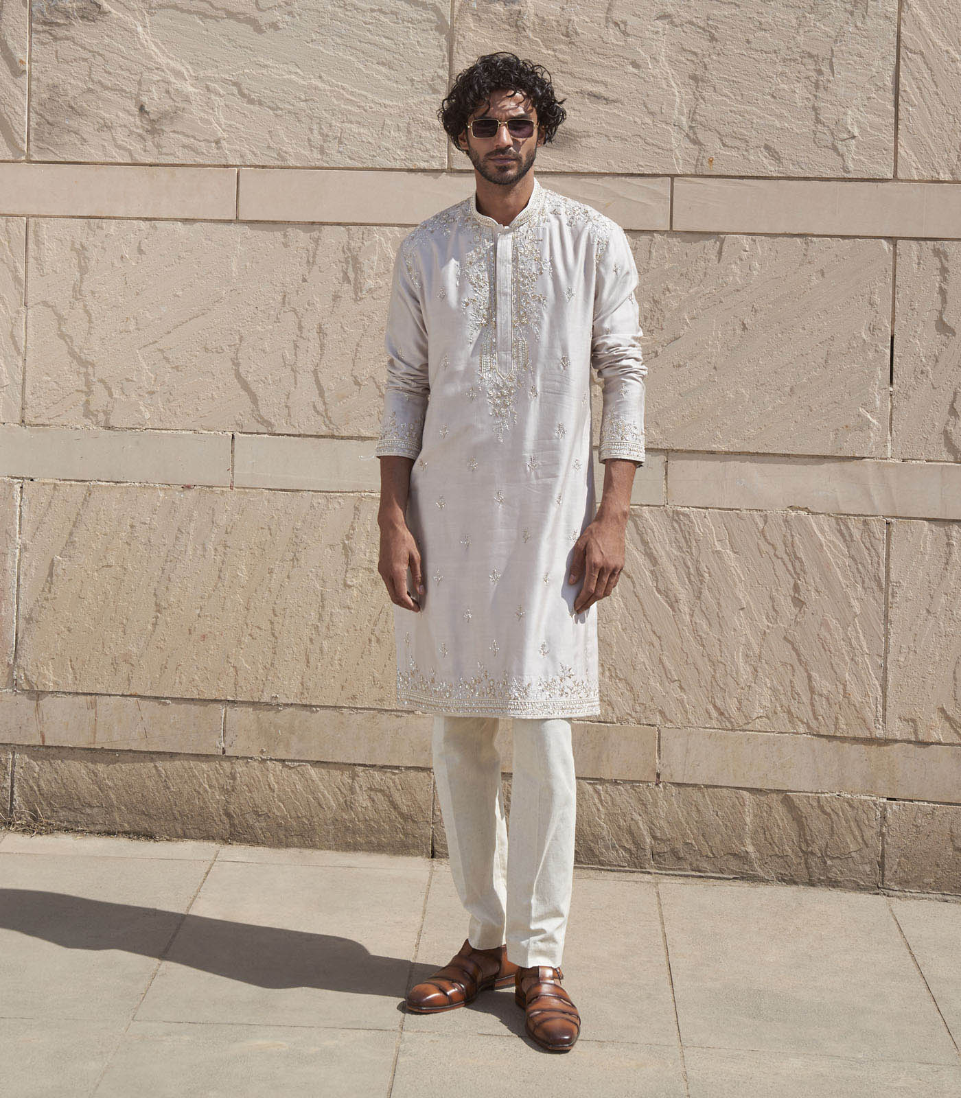 Ivory Geometric Kurta Set