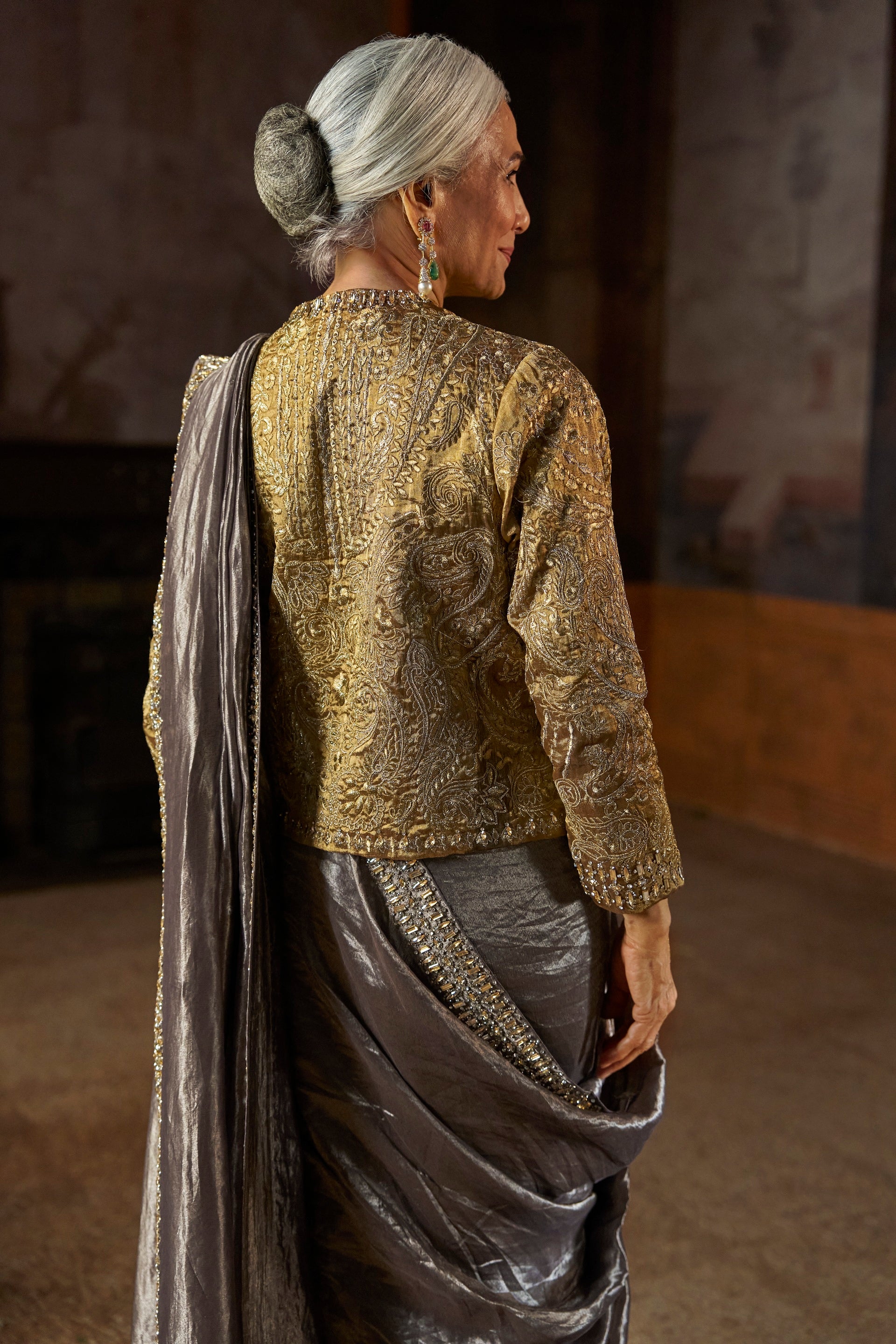 Grey Tissue Saree