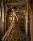 Antique Gold Scalloped Lehenga Set