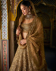 Antique Gold Scalloped Lehenga Set