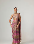 Mud Mauve Multicolor Draped Saree