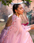 Old Rose Silk Chanderi Lotus Printed Anarkali Set