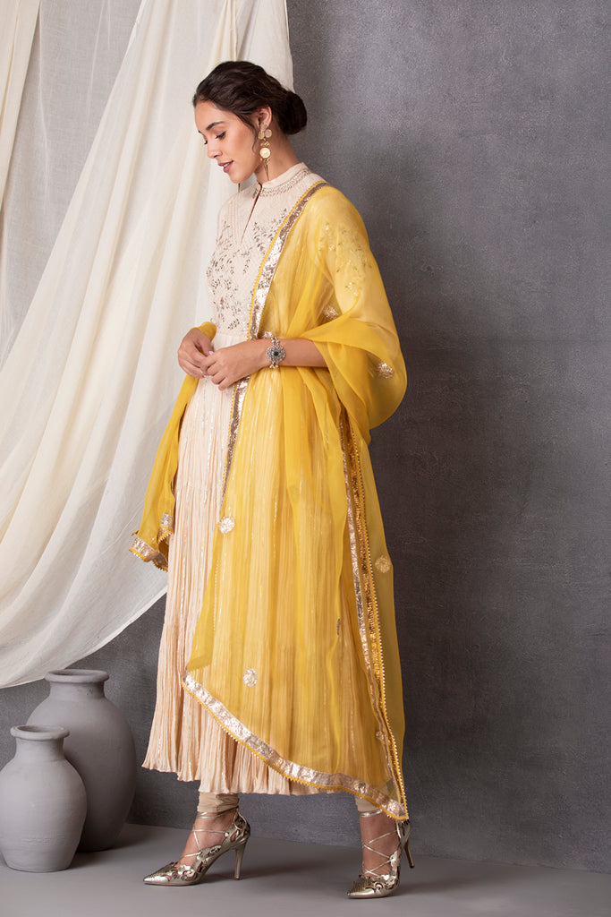 Toosh Anarkali Set With Yellow Dupatta