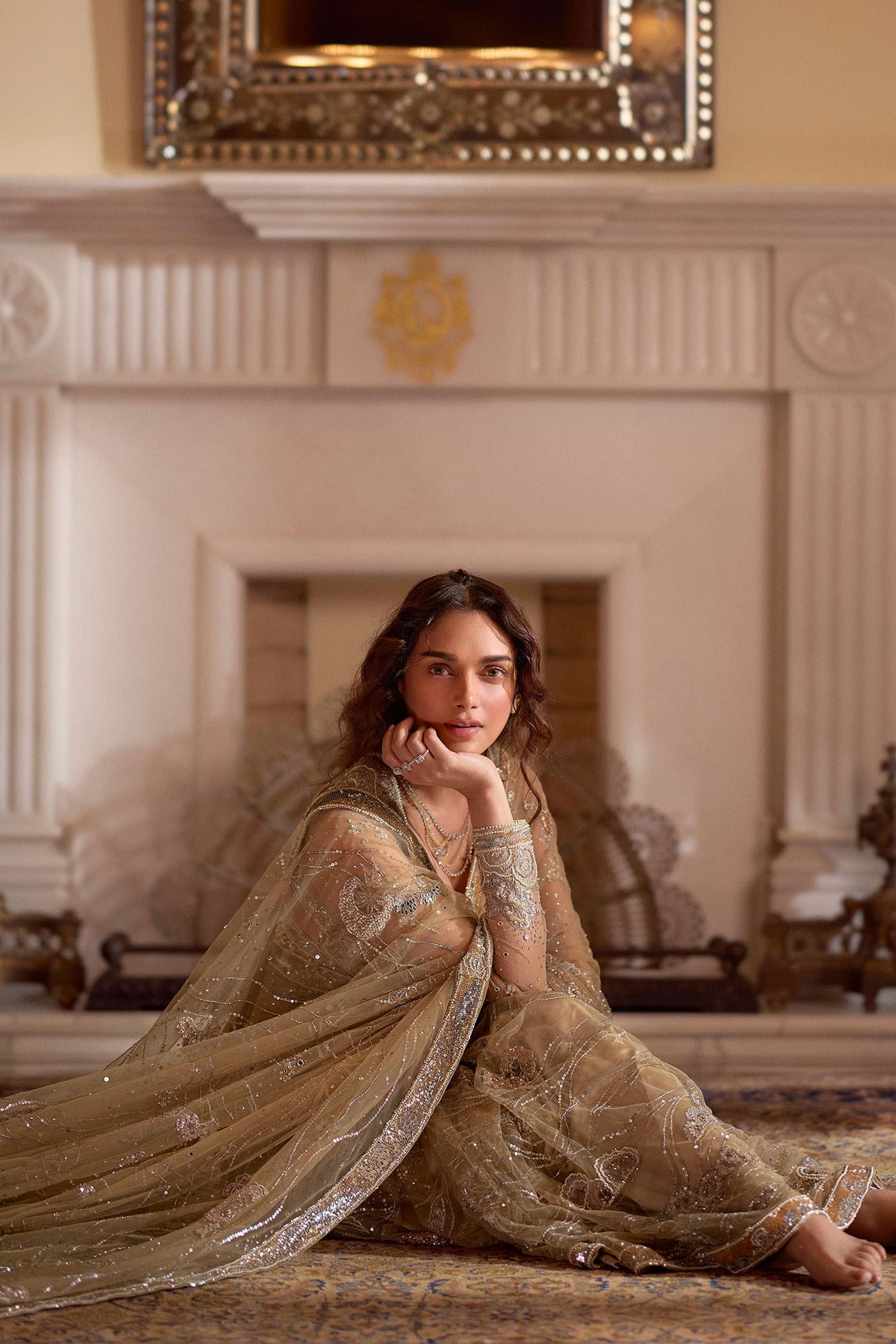 The Palace Of Provence Aged Lavender Lehenga