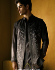 Black To Grey Cutdana Detailed Nehru