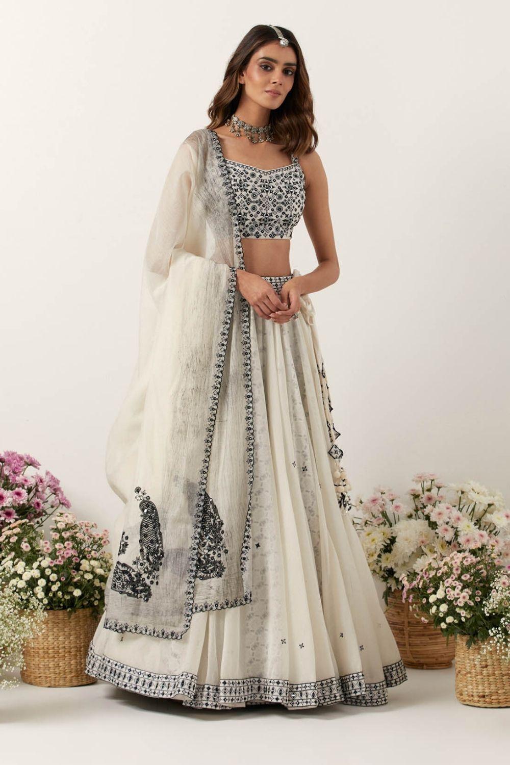 Ivory Mirror &amp; Resham Lehenga Set