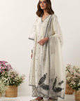 Ivory Anarkali Paired With Pants & Dupatta