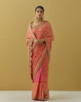 Pink And Coral Bandhani Saree