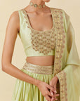 Mint Lehenga Paired With Blouse Dupatta