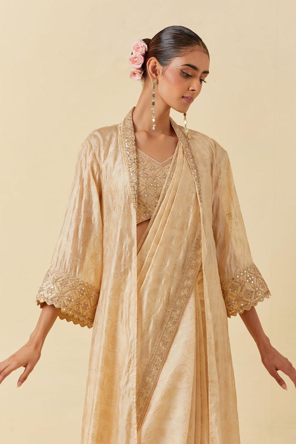 Buttercup Saree Paired With Blouse &amp; Cape