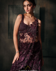 Wine Sharara Saree