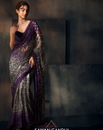 Purple To Grey Cutwork Saree