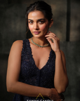 Navy Blue Peplum Set