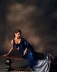 Electric Blue To Silver Ombre Saree