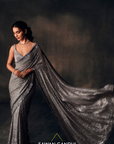 Grey Heavy Sequins Saree