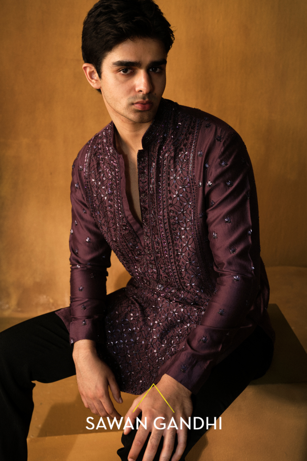 Wine Cutdana Kurta