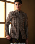 Brown Embroidered Bandhgala