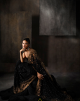 Black And Gold Ombré Cutwork Saree
