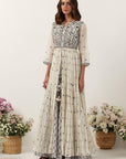 Ivory Resham & Mirror Work Front Open Anarkali Set