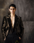 Brown Velvet Mirror Work Jacket