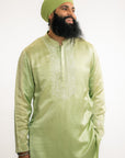 Pistachio Green Silk Satin Dori Embroidered Kurta Set - Ready to Ship