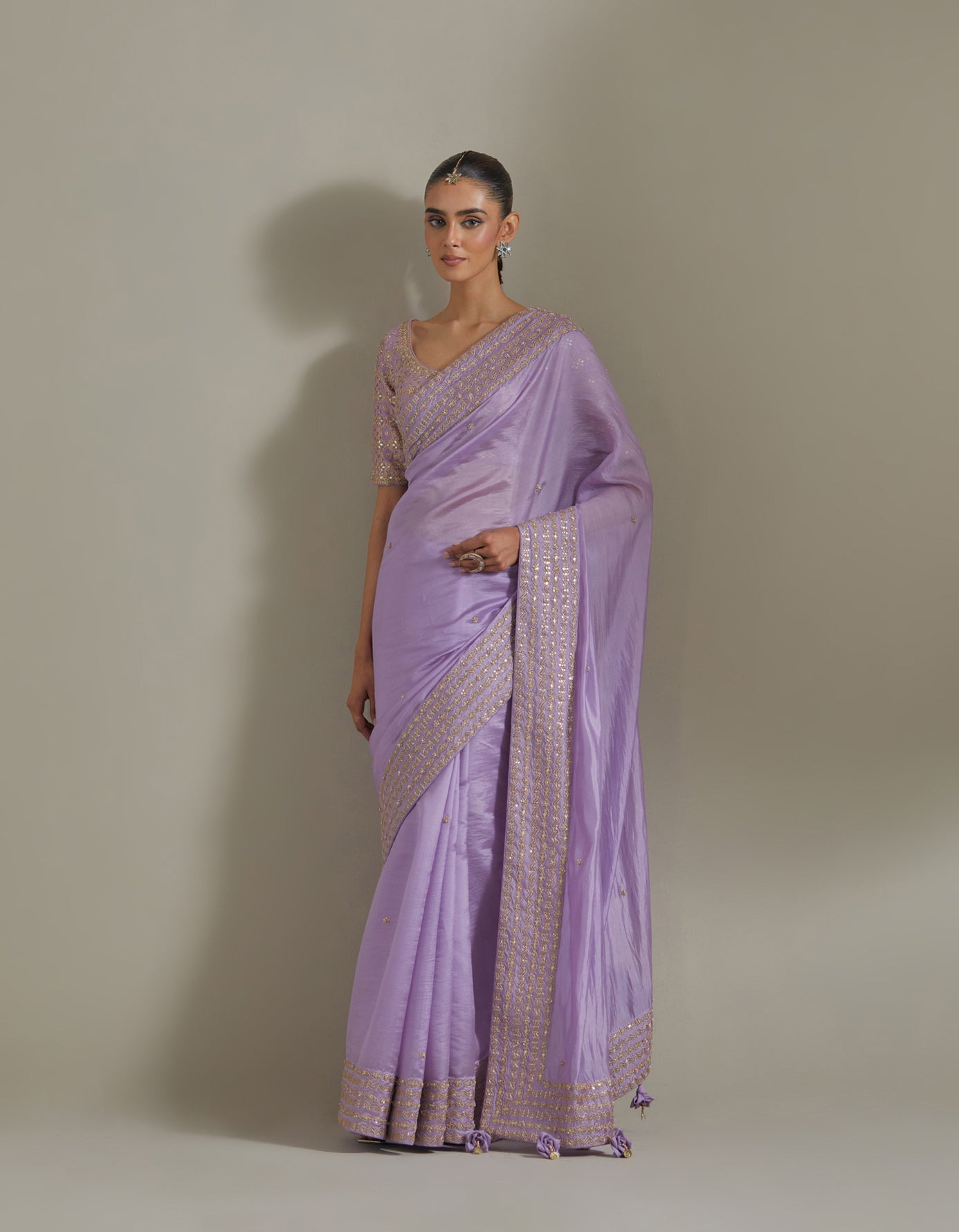 Classic Saree Set - Lilac 4