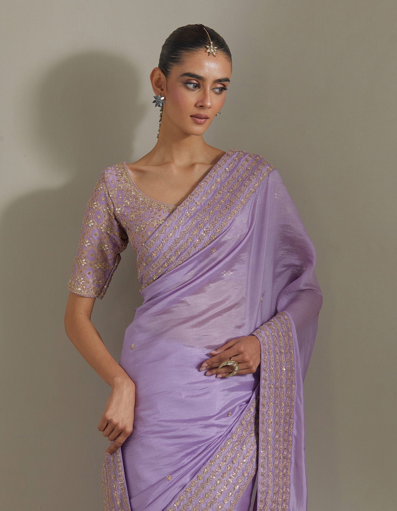 Classic Saree Set - Lilac 2