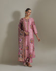 Classic Kurta Set With Pants - Pink 1