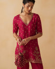 Hot Pink Short Kurti With Salwar Set